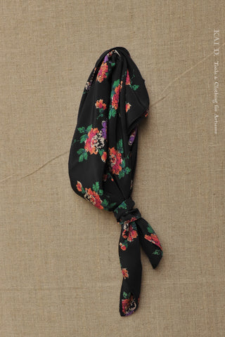 Silk Bandana - Black Ground Floral
