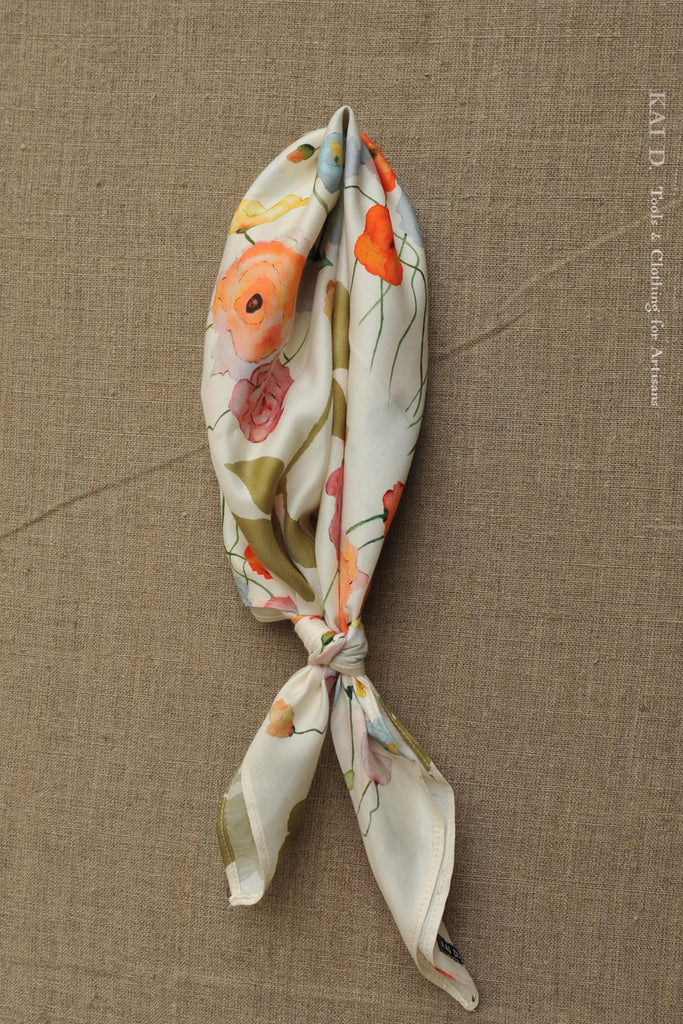 Cotton Bandana Scarf Silk Silk Cotton Bandana Watercolor Floral