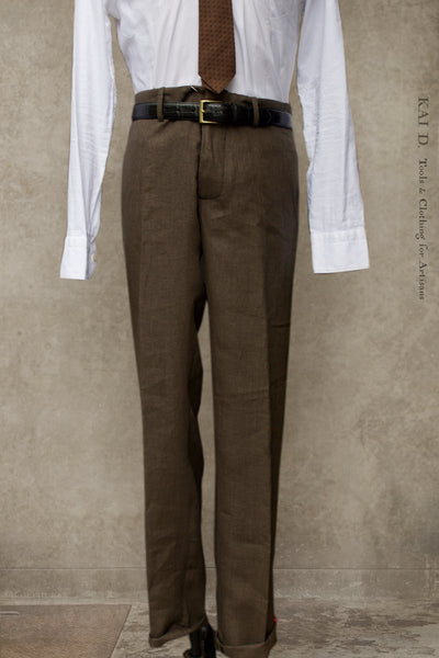 Light Belgian Linen Borough Pants - Bark Heather - 32, 34, 36