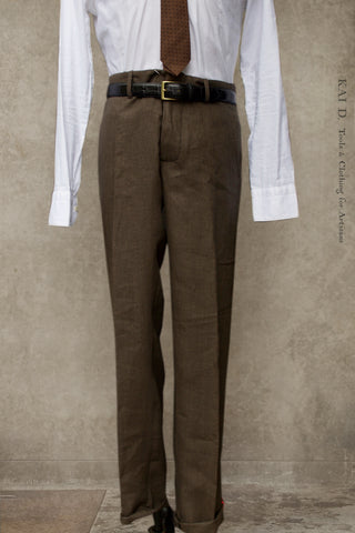 Light Belgian Linen Borough Pants - Bark Heather - 32, 34, 36