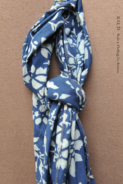Batik Cotton Short Scarf - Washed Blue