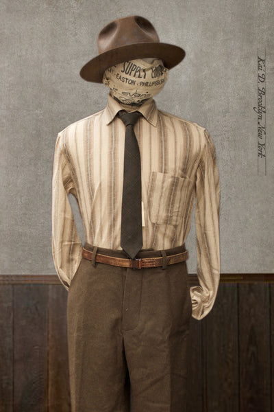 Cassady Shirt (Relaxed Cut)- Beige Blanket Stripe Cotton - M, L, XL, XXL