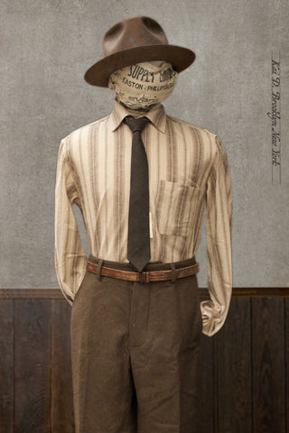 Cassady Shirt (Relaxed Cut)- Beige Blanket Stripe Cotton - M, L, XL, XXL