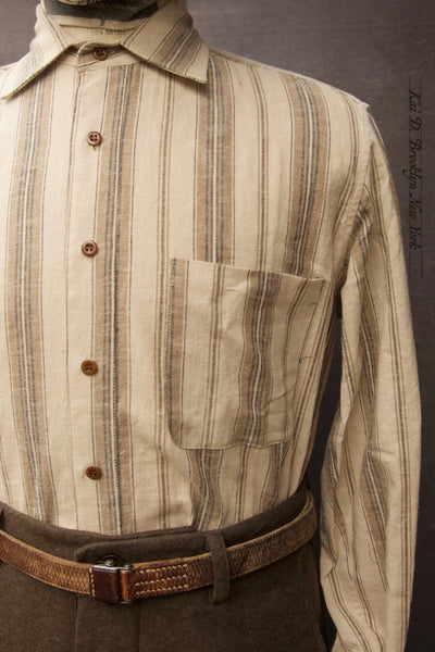 Cassady Shirt (Relaxed Cut)- Beige Blanket Stripe Cotton - M, L, XL, XXL
