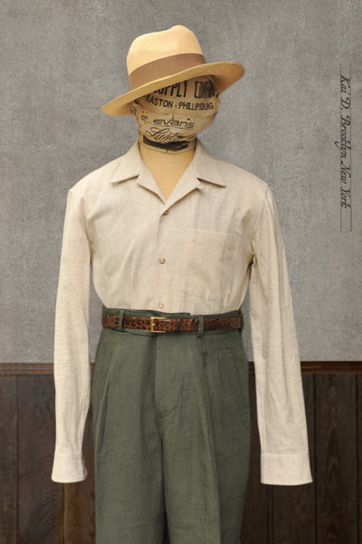 Leisure Shirt - Japanese Linen Plaid - Beige - S, M, L, XL, XXL