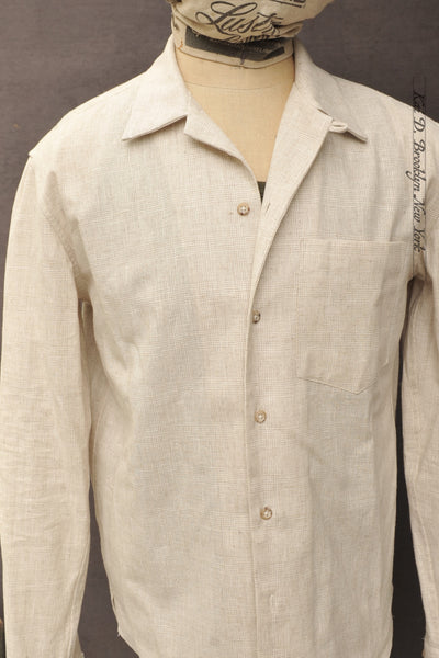 Leisure Shirt - Japanese Linen Plaid - Beige - S, M, L, XL, XXL