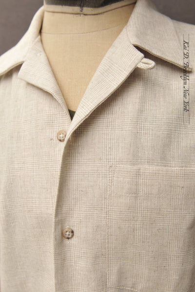 Leisure Shirt - Japanese Linen Plaid - Beige - S, M, L, XL, XXL