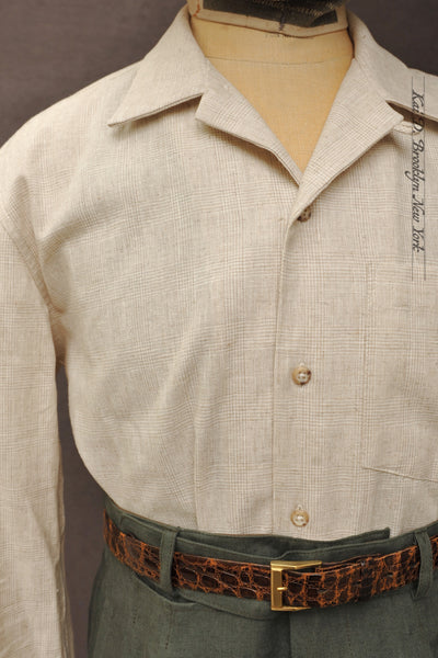 Leisure Shirt - Japanese Linen Plaid - Beige - S, M, L, XL, XXL
