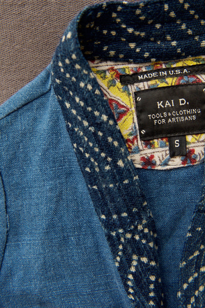 Children's Kimono Jacket - Faded Indigo Linen - S