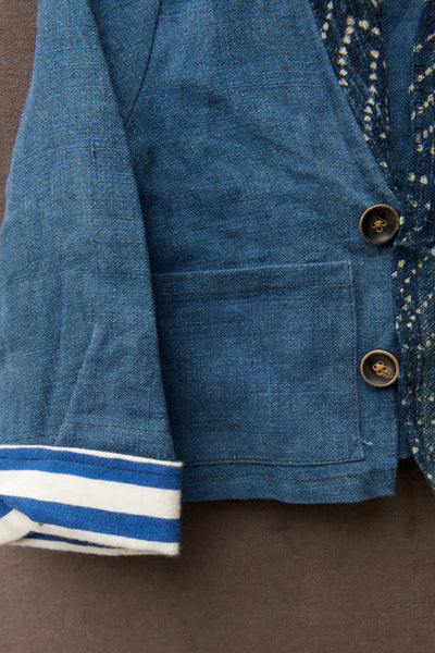 Children's Kimono Jacket - Faded Indigo Linen - S