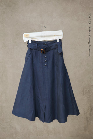 Georgia Linen Skirt - Belgian Navy - XS, S, M