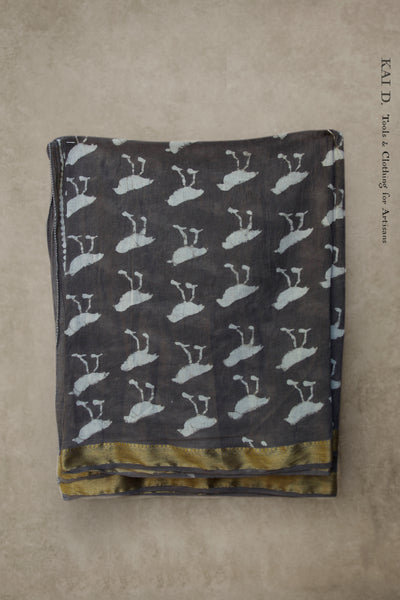 Block Print Beach Shawl - Brown Birds