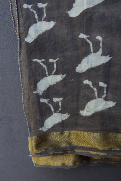 Block Print Beach Shawl - Brown Birds