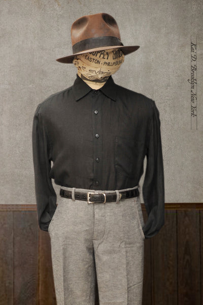Cassady Shirt (Relaxed Cut)- Black Belgian Linen - L, XL, XXL