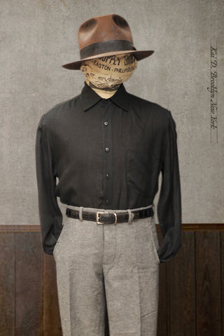 Cassady Shirt (Relaxed Cut)- Black Belgian Linen - L, XL, XXL