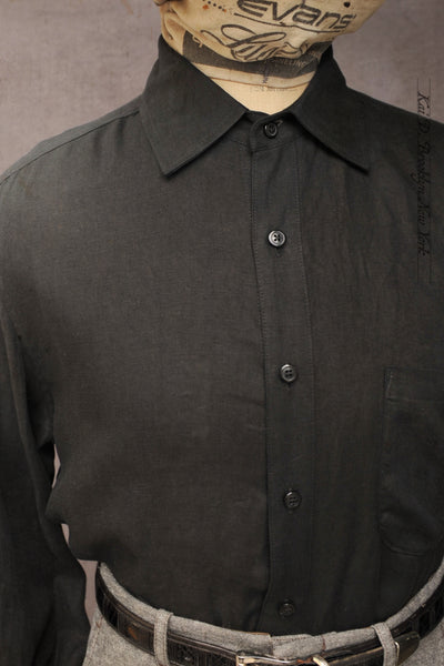 Cassady Shirt (Relaxed Cut)- Black Belgian Linen - L, XL, XXL