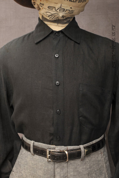 Cassady Shirt (Relaxed Cut)- Black Belgian Linen - L, XL, XXL