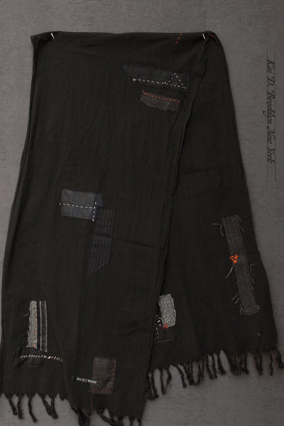 Boro Cotton Scarf - Black