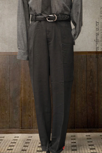 Borough Pants - Cotton Linen Herringbone - Black - 30, 32, 34, 38