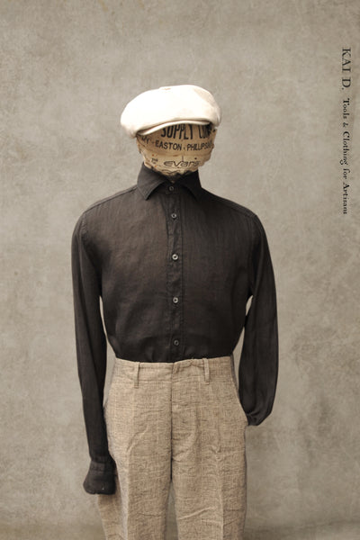 Capri Linen Shirt -Black - 40, 42, 44 (Relaxed Cut)