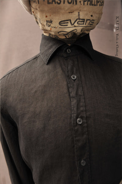 Capri Linen Shirt -Black - 40, 42, 44 (Relaxed Cut)