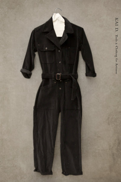 Earhart Jumpsuit - Black Corduroy  - S
