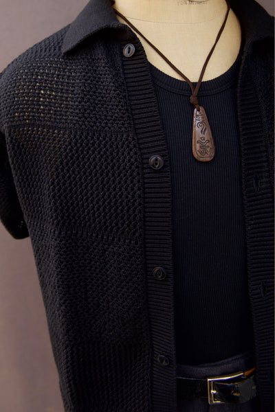Crochet Shirt - Black - M, L, (Slim Fits)