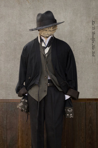 Washed linen Japanese Farmer Coat - Black - M (NO RETURN)