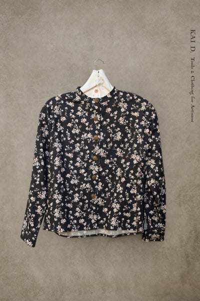 Edith Belted Shirt - Black Floral - XS, S, M
