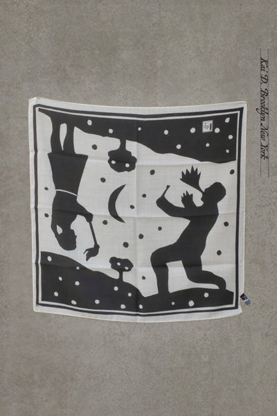 Wool Silk Bandana - Black Foulard