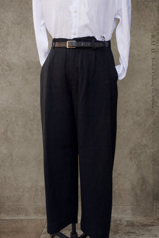 Bobby Wide Cut Pleated Trousers - Black Gauze - S, M, L