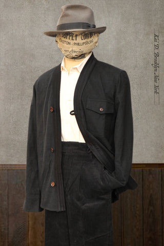 Slub Cotton Tweed Kimono shirt - Black - L (fits like M) (NO RETURN)