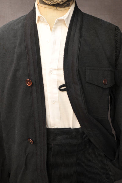 Slub Cotton Tweed Kimono shirt - Black - L (fits like M) (NO RETURN)