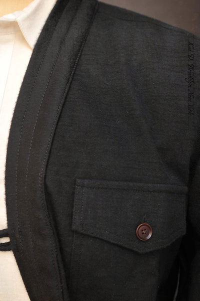 Slub Cotton Tweed Kimono shirt - Black - L (fits like M) (NO RETURN)