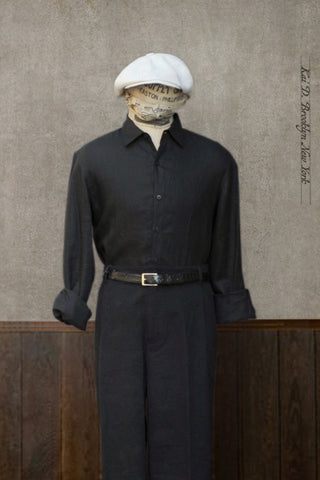 Delancey Shirt - Belgian Linen - Black - S, M, L, XL, XXL