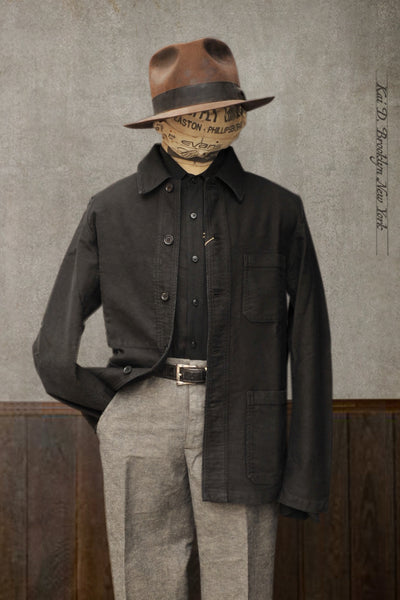 French Moleskin Work Jacket - Black - 42, 44, 46, 48