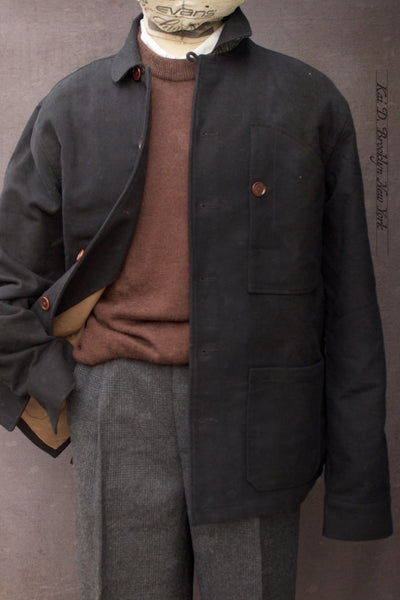 Hardy Chore Jacket -English Moleskin - Black - M, L, XL