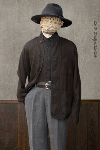 Mondrian Shirt Jacket - Garment Dyed Heavy Linen - M, L