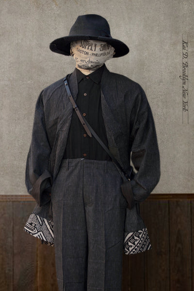 Japanese Farmer Coat - Black Pin - M (NO RETURN)
