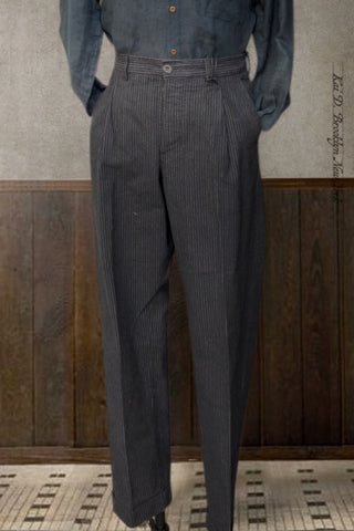 Sune Wide Cut Pleated Trousers - Black Pin - S, M