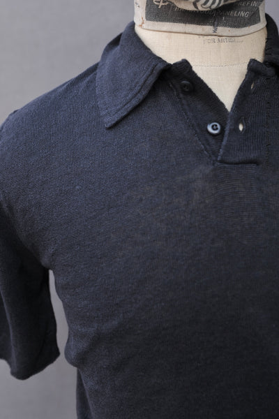 Fine Gauge Linen Polo - Black - XS, S, L