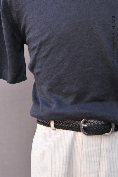 Fine Gauge Linen Polo - Black - L, XL
