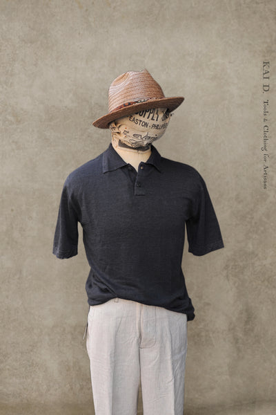 Fine Gauge Linen Polo - Black - XS, S, L