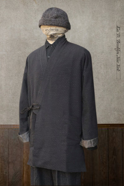 Double Layer Japanese Farmer Coat - Novel sashiko cotton III - S (NO RETURN)