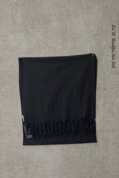 Overdyed Cotton Fringe Scarf - Black