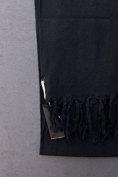 Overdyed Cotton Fringe Scarf - Black