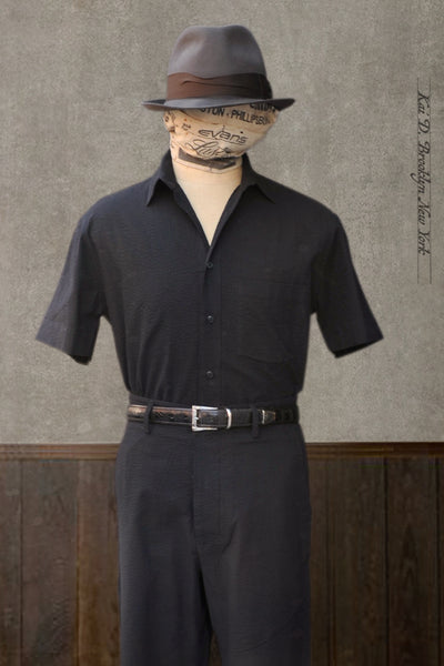 Cassady Shirt - Japanese Black Seersucker  - S, M, L, XL, XXL