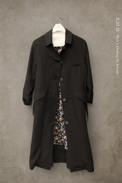 Sontag Coat - Japanese Pre Washed Linen- Sabi Black -S, M, L