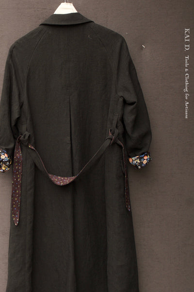 Sontag Coat - Japanese Pre Washed Linen- Sabi Black -S, M, L