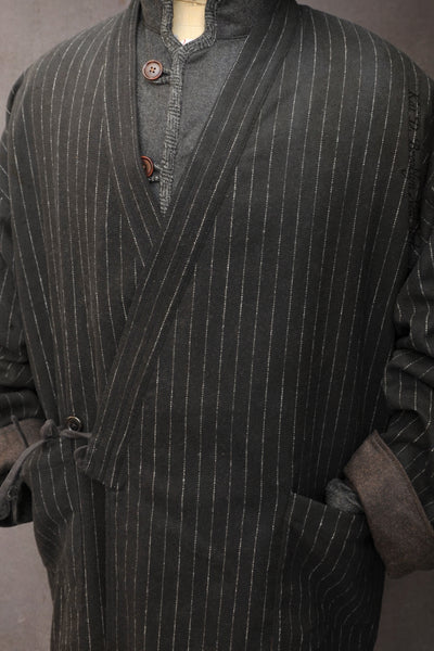 Japanese Farmer Coat - Chalk Stripe Wool - M (NO RETURN)